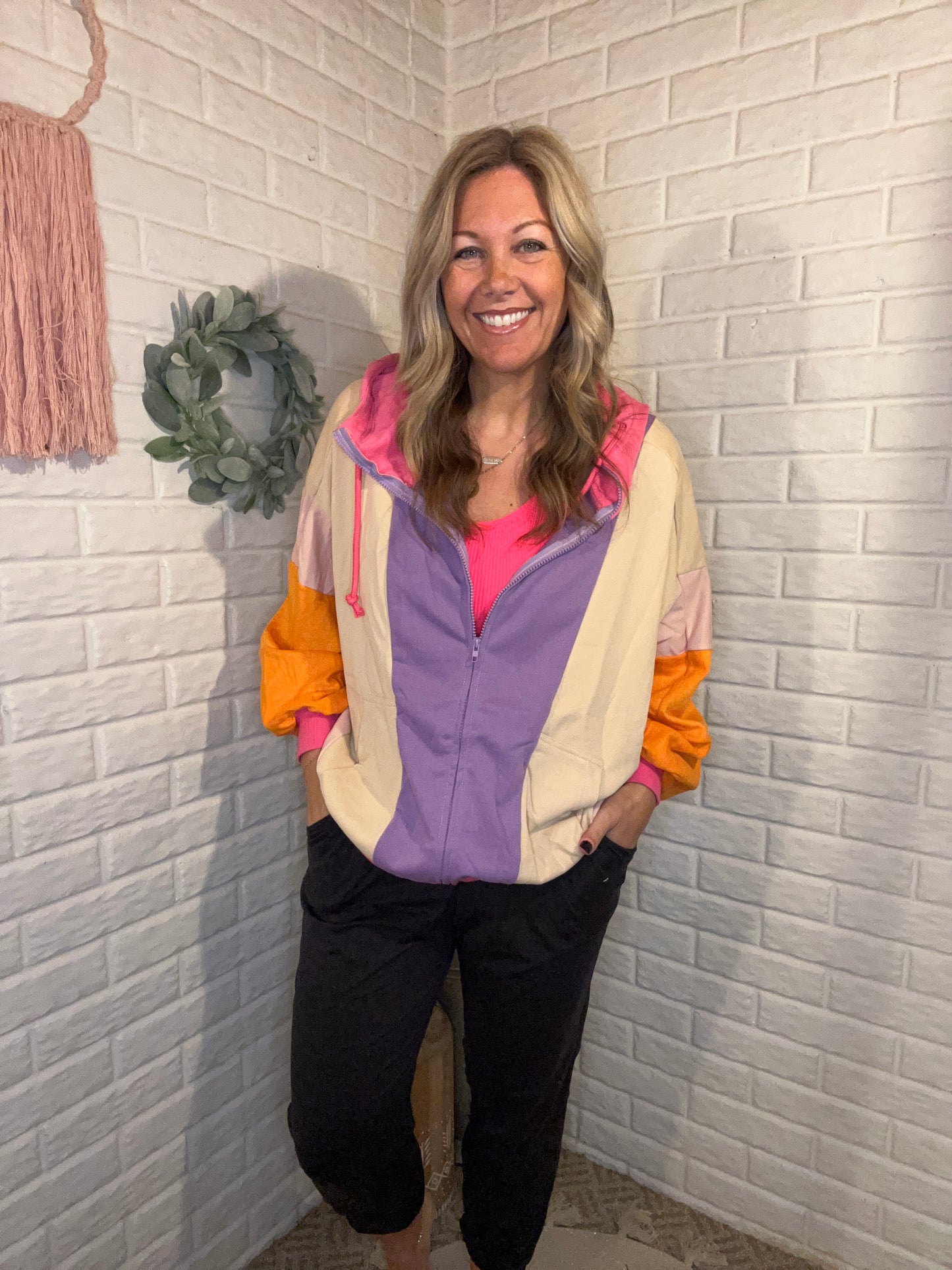 Colorblock Zip Up Hoodie