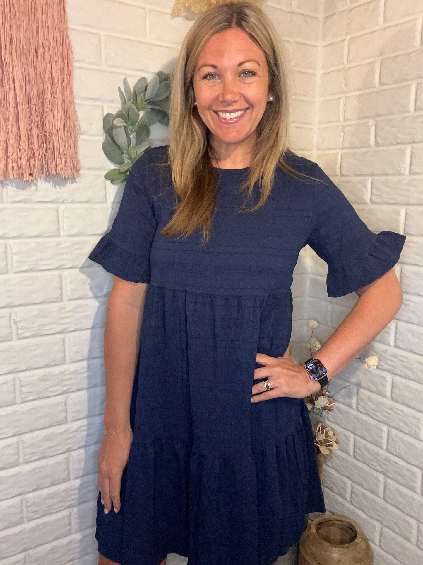 Navy Flowy Mini Dress