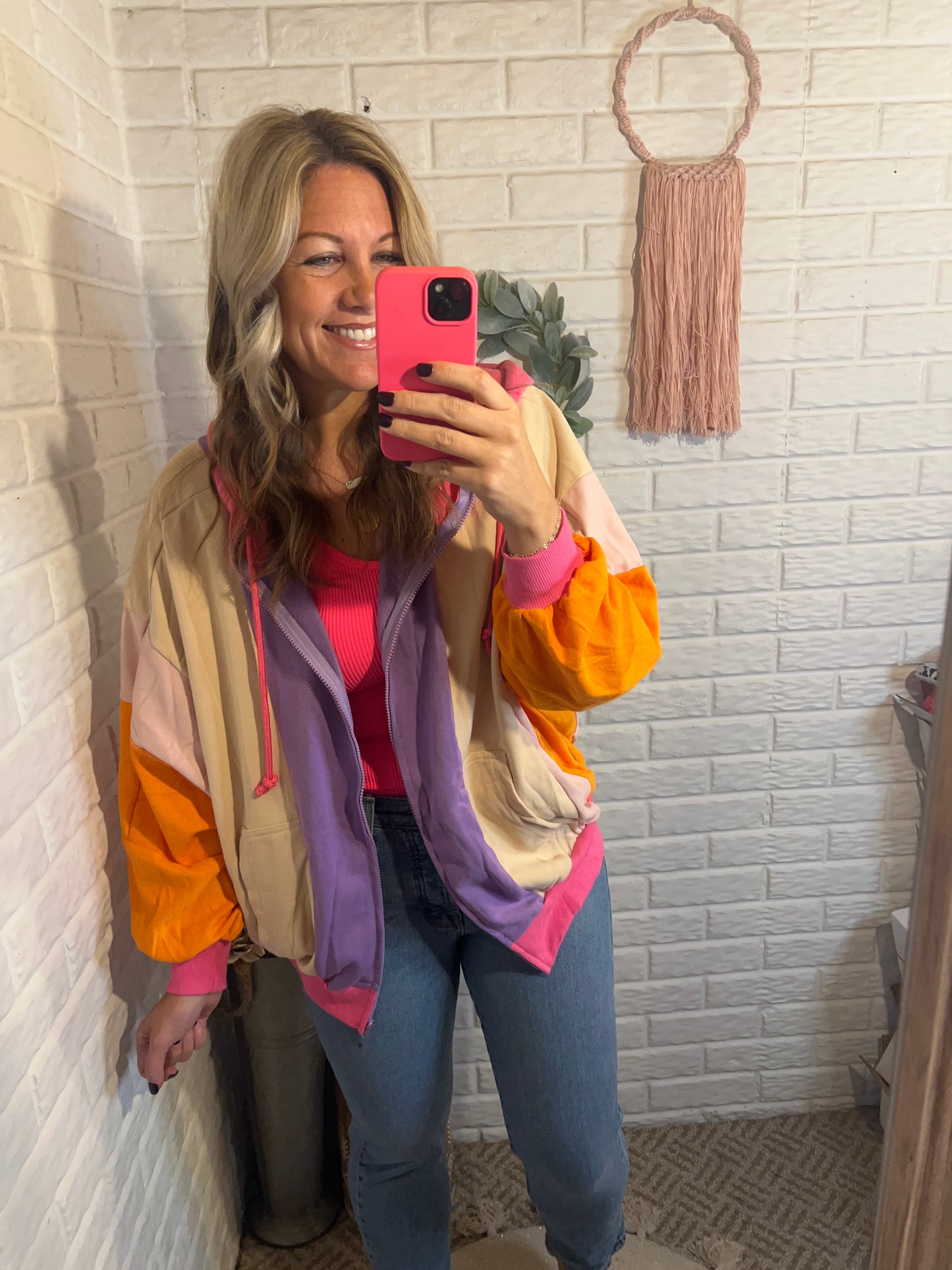 Colorblock Zip Up Hoodie