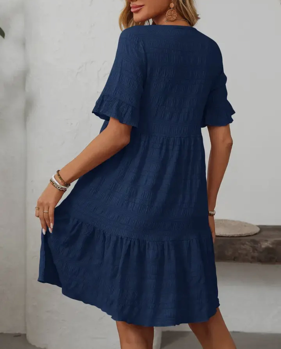Navy Flowy Mini Dress