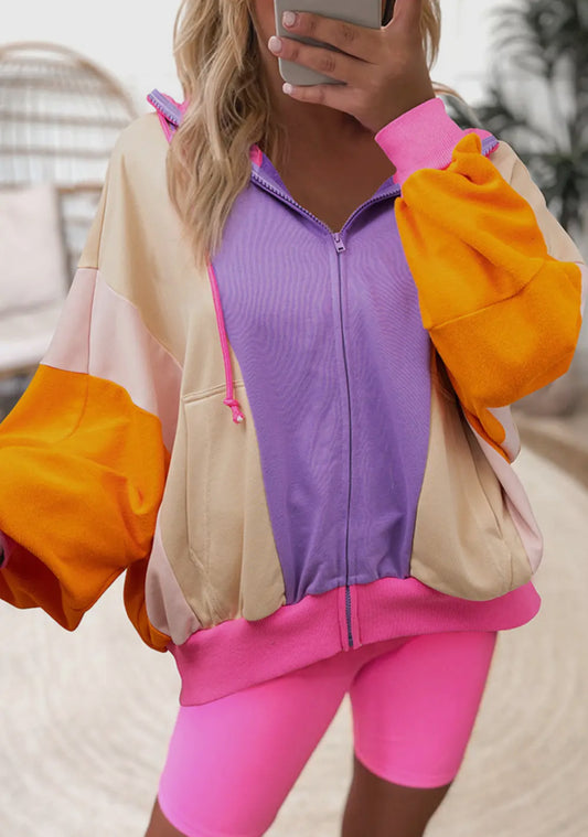 Colorblock Zip Up Hoodie