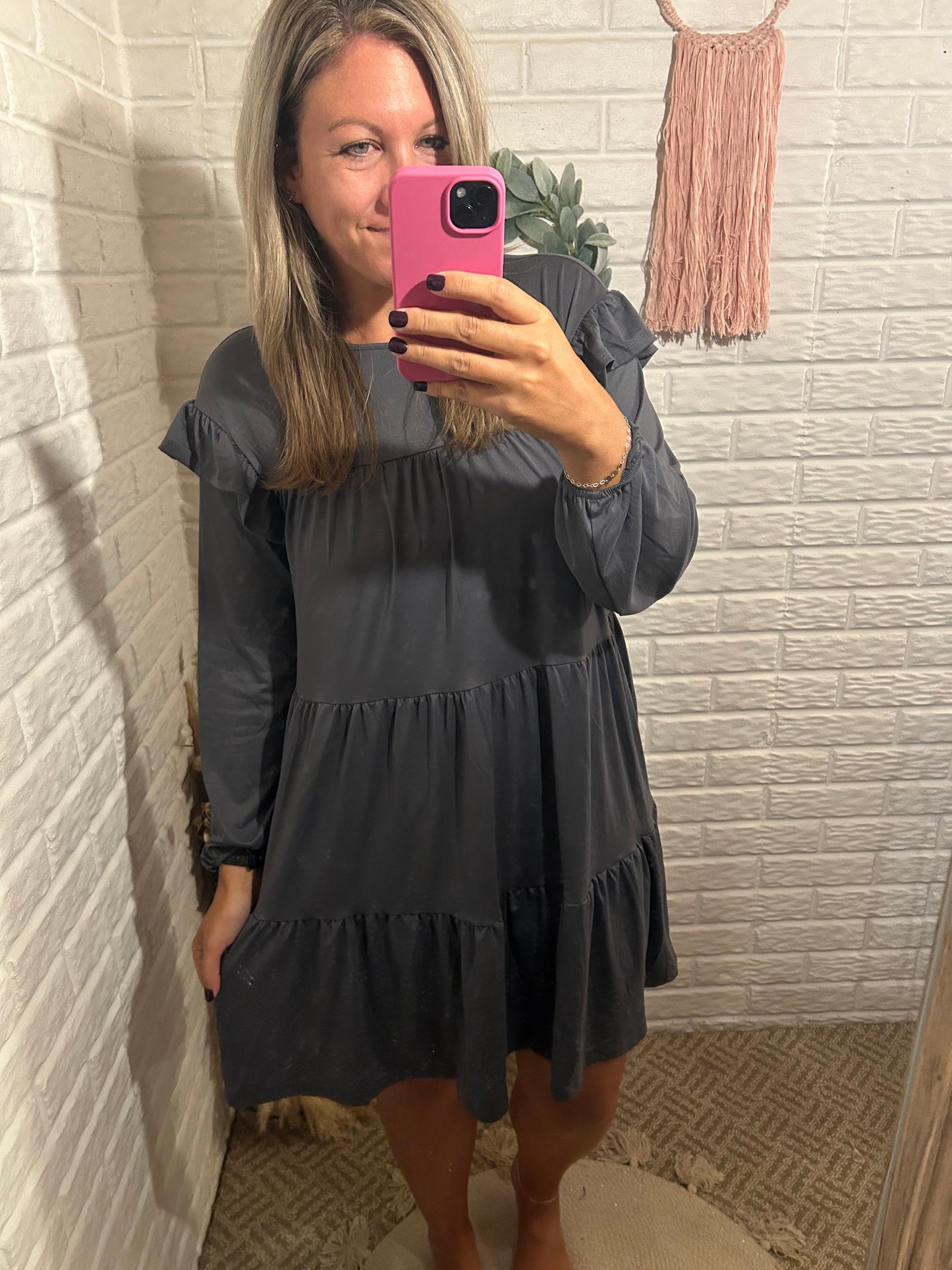 Grey Ruffle Dress