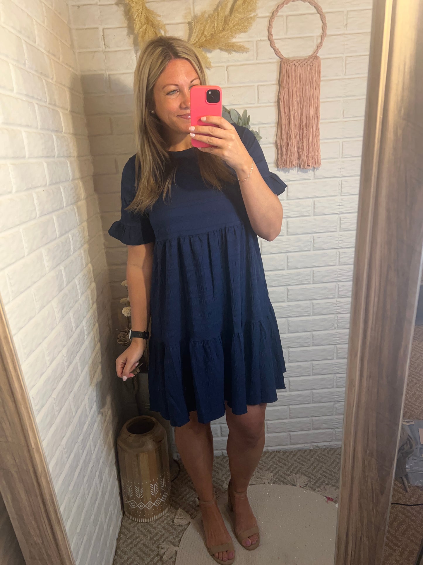 Navy Flowy Mini Dress